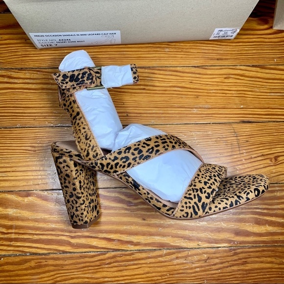 Madewell The Liv Heeled Sandal in Mini Leopard Calf Hair Womens 7 NWT - Picture 2 of 8